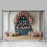 Aperturee - Aperturee Sweet Pink Floral Lovely Indoor Wedding Backdrop